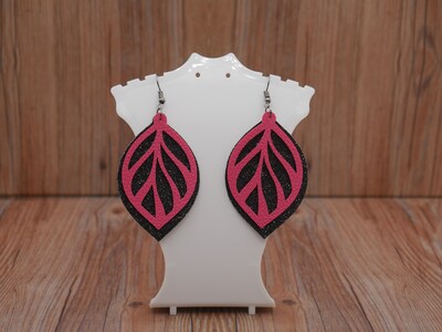 Two Layer Lightweight Faux Leather Dangle Leaf Earrings - image5